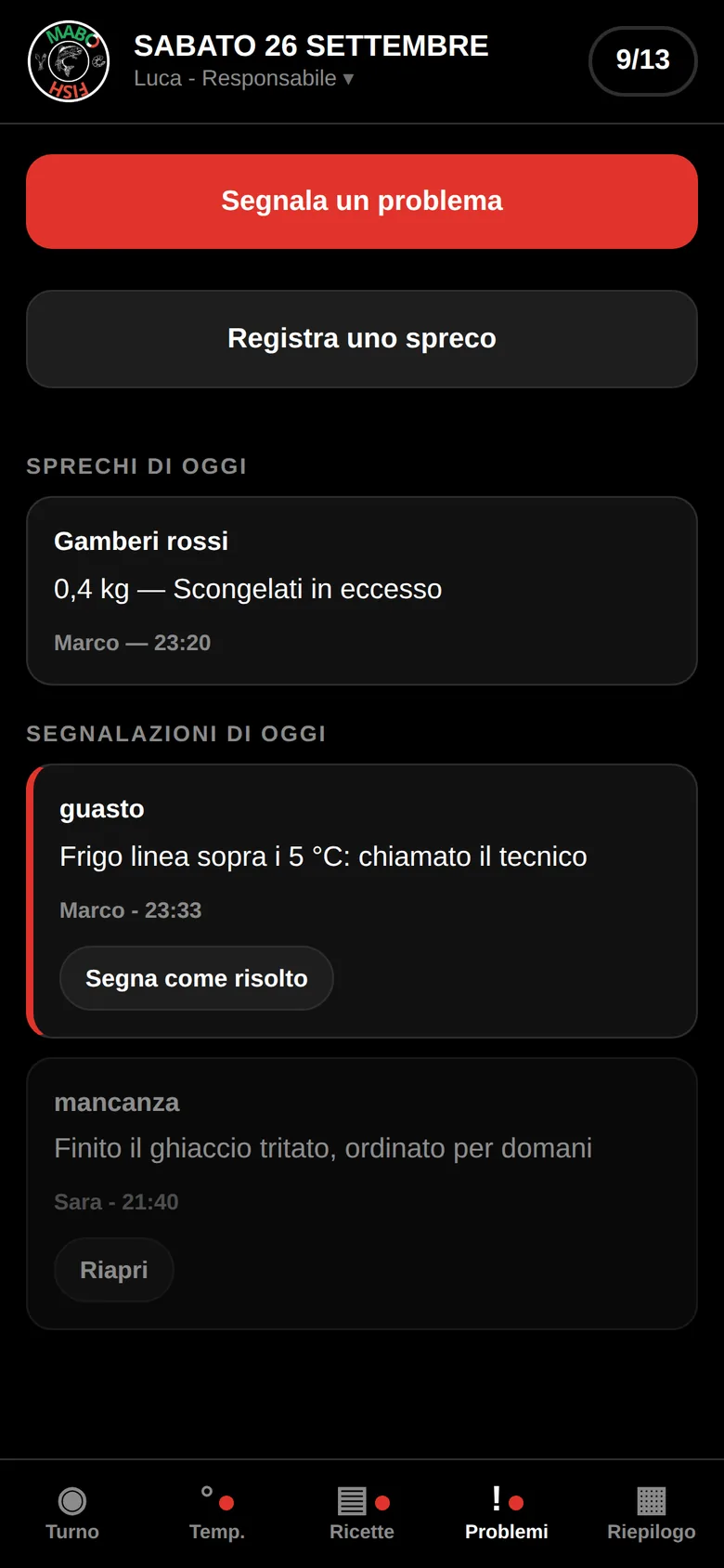 Sprechi e segnalazioni